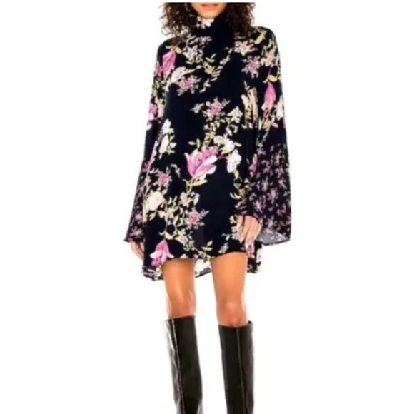 NWT Free People Tate Tunic Mini Dress Navy Blue Floral Size SP $128 - Picture 10 of 11